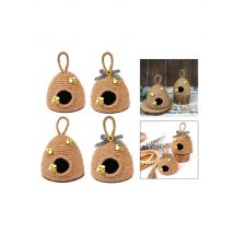 652F Woven Rope Bees Hives Hanging Decoration with Bowknot for Bees Festival Summer Spring Holiday Tiered Tray Shelf Decors