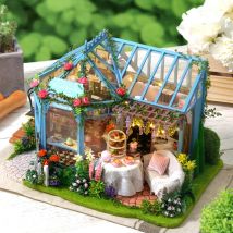 CUTEBEE DIY Puppenhaus Holz Puppe Häuser Miniatur Dollhouse Kit Möbel Casa Musik Led Spielzeug für Kinder Geburtstag Geschenk