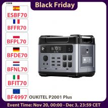Oukitel P2001 Plus Centrale elettrica portatile Uscita CA 2400 W Batteria Lifepo4 da 2048 Wh 13 prese Carica 80% in 1 ora Controllo intelligente dell'app