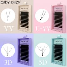Q&DYHDHZP Falsche Wimpernverlängerungen, U-YY-Stil W-förmige blühende 3D/5D-Augenlidwimpern, natürliche, weiche, vorgefertigte Fächer-Falsche Wimpern