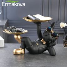 ERMAKOVA Bulldogge Tierfiguren Coole Hundestatue Skulptur Wohnzimmer Schlafzimmer Dekor Home Interior Dekoration Zubehör