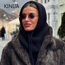 Damska kominiarka z dzianiny moda z imitacją kołnierzyka szal z kapturem czapka gruba ciepła czapka zimowa czapka oficjalna strona internetowa narzędzie nieokreślone