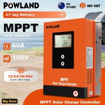 POWLAND MPPT Regolatore di carica solare 60A 40A 30A 20A Batteria 12V 24V 36V 48V Auto Max PV 150VDC per batteria al litio al piombo