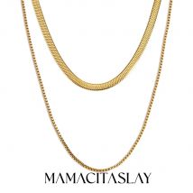 MamacitaSlay 316L Stainless Steel Double Layer Necklace 18K Gold Plated Neck Jewelry Women's Elegant Necklace High Quality Gifts