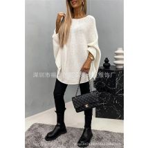 Pullover Pullover Frauen Solide Strick Mantel Tops Jumper Rundhals Fledermaus Volle Hülse Splice Lose Beiläufige Tops Herbst Winter