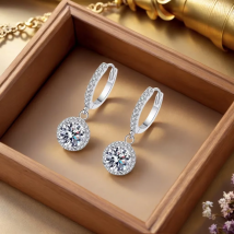 Orecchini rotondi in moissanite da 1 carato in argento sterling 925 per donna, stile serale di lusso
