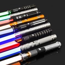 Lightsaber RGB 16 Colors Metal Handle Double-edged Change Heavy Dueling Sound Two In One Light Saber Cosplay Stage Props Toys