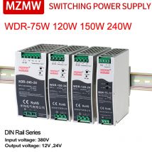 MZMW fuente de alimentación conmutada de carril DIN Industrial WDR-75W 120W 150W 240W 380V AC a DC 12V 24V luz Led transformador CCTV SMPS