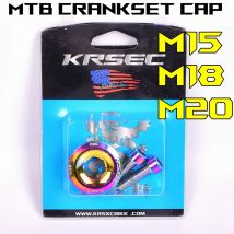KRSEC MTB-Kurbelgarniturkappe M15 M18 M20 Regenbogen CNC 7075 Aluminiumlegierung Kurbelarmbolzenabdeckung für Mountainbike