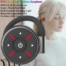 Auriculares inalámbricos por encima de la oreja TWS, compatibles con Bluetooth V5.0, sonido sin pérdidas, gancho para la oreja, juego/música, modo Dual, auriculares abiertos