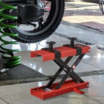 Piattaforma elevatrice Durhand per motocicli Carico massimo 500 kg con altezza regolabile da 19-53 cm Parcheggio o riparazione Nero e rosso