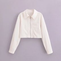 Temperament modische Damen bekleidung Herbst neue europäische und amerikanische Street Style weiße Revers vielseitige Reiß verschluss jacke