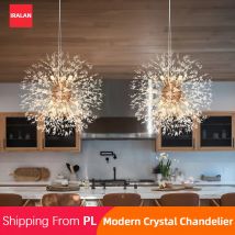 Nowoczesne lampy wiszące LED Kreatywny żyrandol w kształcie dmuchawca Artystyczne lampy kryształowe do salonu, jadalni, sypialni, dekoracja domu