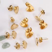 10 Stück Edelstahl-Ohrstecker, Herzpfosten mit Loch, baumelnde Ohrring-Fassung für DIY-Schmuckherstellung, modische Ohrringe, Zubehör