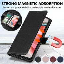 Brieftasche mit Kartensteckplatz, Fotorahmen-Ständer, magnetische Flip-Ledertasche für Xiaomi Redmi Note 14 Pro+ 14S 13 12S 12 11 10 9 Pro 8T 7