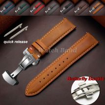 Cinturino in vera pelle di vitello per cinturino Omega Business per Seiko 14/16/18/20/22/24mm cinturino marrone con cuciture con fibbia a farfalla