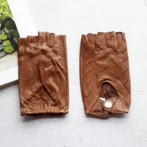 Leder Half-Finger Handschuhe frauen Mode Dünne Abschnitt Hohl Kurzen Sommer Outdoor Sport Radfahren Auto Fahren