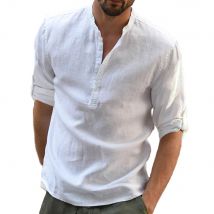 KB nueva blusa Casual para hombre, camisa de lino y algodón, camisetas holgadas, camiseta de manga larga, camisas informales para hombre guapo para primavera y otoño