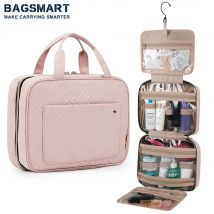 BAGSMART organizador de viaje para neceser hombre mujer bolsa de aseo colgante caja de almacenamiento portátil grande estuche de cosméticos impermeable para maquillaje transparente neceser mujer