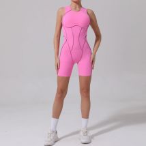 Yoga Jumpsuit Summer Short Sleeveless Sports Wear Gym Fitness Sports Bodysuit Women Dance Running Workout Clothes Yoga Jumpsuit