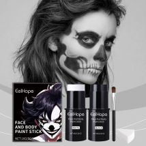 Eelhope Professionelles Halloween-Make-up-Set, wasserdichter Clown-Joker, schwarz-weiße Gesichtsbemalung, Make-up-Zubehör-Set mit hoher Deckkraft
