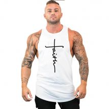 Neue Fitness Jungs Sport kleidung Baumwolle gedruckt Training Unterhemden Bodybuilding Tank Top Herren Muskel ärmellose T-Shirt Sport weste