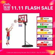 Canestro da basket per bambini Aiyaplay con altezza regolabile 200-260 cm Rosso
