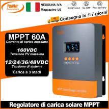 PowMr MPPT 60A regolatore di carica solare Plus versione DSP regolatore funziona per 12V 24V 36V 48V batteria al litio Max 160V pannello solare