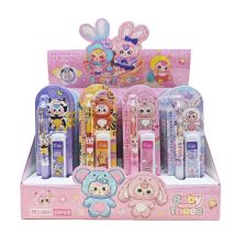 Baby Three3-6 Pcs Mechanical Pencil Cartoon Set Without Cutting Core 0.5Mm Press Mechanical Pencil Students Learning Stationery