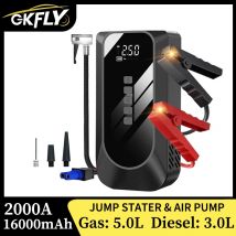 Arrancador de batería portátil GKFLY de 12V para coche, cargador de refuerzo de batería de coche de 16000mAh, amplificador de emergencia para coche, dispositivo de arranque de Banco de energía de