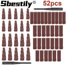 52pcs 38/48mm Cone Cylinder Shape Abrasive Sanding Roll Set  With 1/4" Shank Die Grinder Sanding Bits for Metal Wood Working
