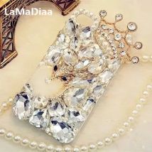 Lamadiaa-Bling Strass Kristall Soft Phone Case Abdeckung für iPhone 16, Fuchs und Krone, Diamant, 15plus, 14, 13, 12, 16Pro max
