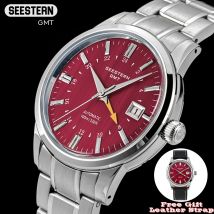 SEESTERN S446 Orologio da uomo Orologi da polso meccanici automatici NH34 Movimento GMT Orologio da 100 m con cupola impermeabile in cristallo di zaffiro limitato