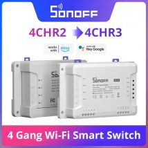 Sonoff 4CHR3 Smart Wifi Switch 4-Gang Smart Home Fernbedienung Lichtschalter Funktioniert mit Alexa Google Home eWeLink APP