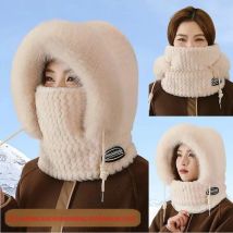 Russische Wintermütze mit Gesichtsmaske – dicke Fleece-Ohrenklappen-Trapper-Kappe für Radfahren, Skifahren, kaltes Wetter, winddichter Thermoschutz