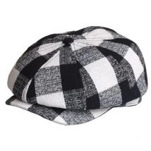 BUTTERMERE Newsboy Cap Men Women Linen Octagonal Cap British Black White Plaid Beret Hat Spring Summer Male Female Flat Cap