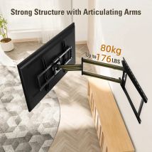 TV-Wandhalterung mit langem Arm für 32-70-Zoll-Fernseher, mit 31-Zoll-Langverlängerung, voll bewegliche TV-Halterung, drehbar und neigbar, passend für max. VESA 400 x 400 mm