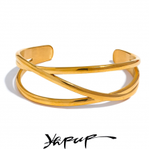 Yhpup Minimalist Stainless Steel Wide Hollow Wrist Bracelet Bangle Personalized High Quality Metal Waterproof Gold Color Jewelry