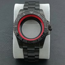 Caja NH35 de 40,5mm, caja de cristal de zafiro GMT negra con anillo de sellado resistente al agua, adecuada para caja de movimiento NH34 NH35 NH36, correa de 20mm