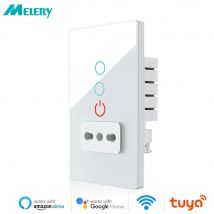 Melery Tuya Wifi Smart Italien Lichtschalter Steckdose Chile Stecker Steckdose Glasscheibe Stecker Intelligente Fernbedienung von Alexa Google Home