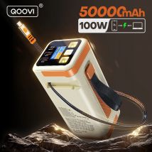 QOOVI 50000mAh Power Bank PD 100W Stazione di alimentazione portatile di grande capacità della batteria a ricarica rapida per iPhone Laptop Samsung Xiaomi