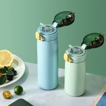 320/460ML Kids Stainless Steel Thermal Bottle Portable Kids Straw Mug Cold and Hot Thermal Thermos Student Water Bottle