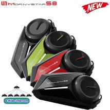 Mornystar S8 Intercom Bluetooth für Motorradhelm-Headset, FM-Musik-Sharing, Helm-Kommunikator, bis zu 6 Fahrer