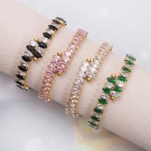New Stainless Steel Geometric Zircon Bracelet Fashion Opening Adjustable Titanium Steel Women's Bracelet