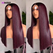 Gerade Perücken, 360/13 x 6 HD-Spitzenperücke, 99J-Farbe, leimlose Spitzen-Frontal-Perücken, Echthaar, bereit zum Tragen, vorgezupftes Haar für Frauen