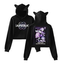 Hot Movie Stampa Orecchie di gatto Manica lunga Crop Top Ragazze Moda Felpa con cappuccio Harajuku Streetwear Felpa con cappuccio Donna 2025 Abbigliamento per ragazze