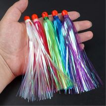 3Pcs Mylar Flash linie Teaser Schwanz Bucktail Angeln locken 10g Gewichteten Schwanz Jig Kopf Salzwasser Röcke köder jig rig trolling locken