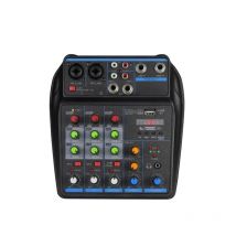 Mixer a 4 canali Console di missaggio DJ con Bluetooth 48V Phantom Power Monitor Sistema Karaoke Mixer USB Audio
