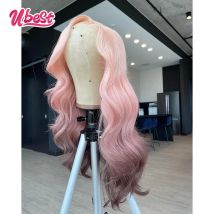 Ombre Hellrosa Farbige Körperwelle 13x6 Lace Front Perücken Brasilianisches Haar Transparent 200% Dichte 100% Echthaar Perücken für Frauen