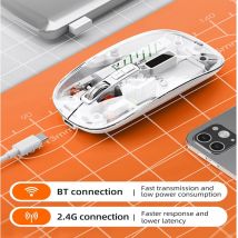 X11 Mouse Wireless Gaming Computer Office 2.4g Bluetooth Mouse portatile USB Type-C Ricaricabile Guscio trasparente Rullo laser
